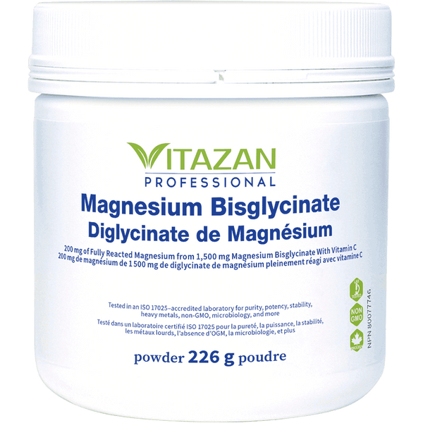 Magnesium Bisglycinate(Powder · 200 mg of Fully Reacted Magnesium Bisglycinate With Vitamin C per Scoop)