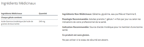 OmegaGenics Borage Seed GLA Oil (Anciennement OmegaGenics GLA 240)