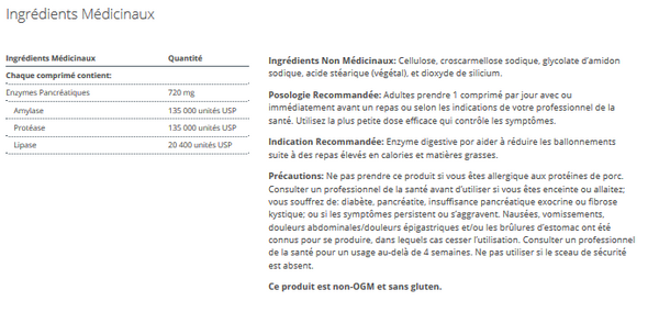 SpectraZyme(TM)Pancreatic Enzymes Extra Strength (Anciennement SpectraZyme PAN 9X ES)