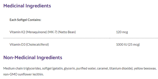 Vitamin D3 & K2 · 1000 IU D3 · 120 mcg K2